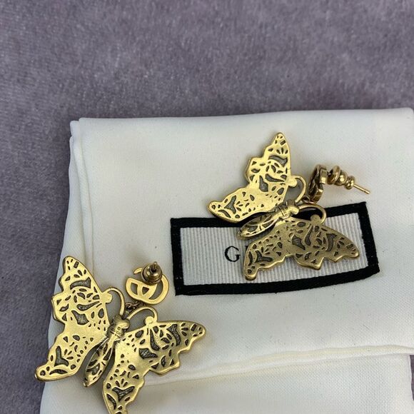 Gucci Multi Color Crystal Goldtone Butterfly Gg Earrings - Picture 5 of 7